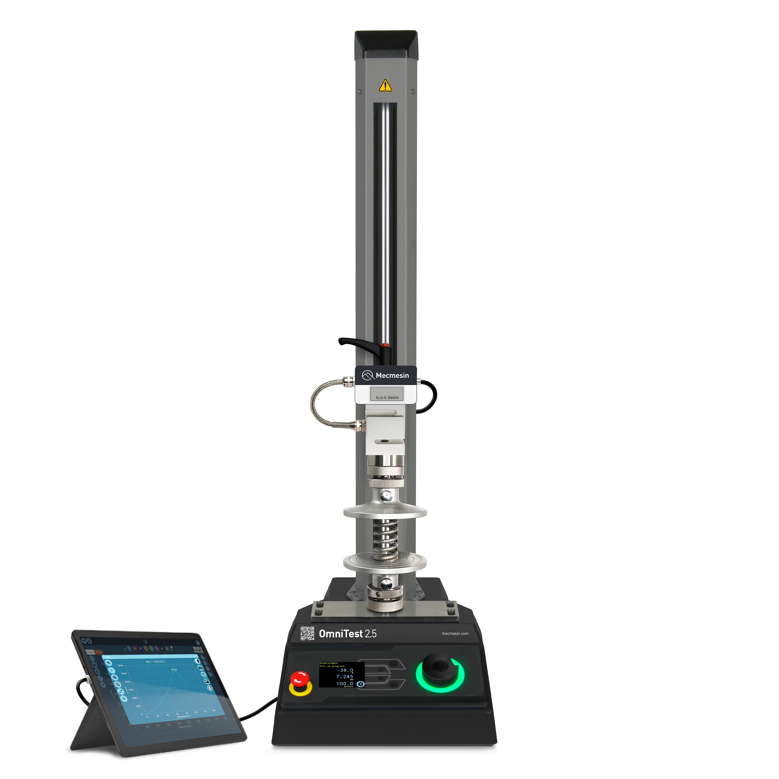 Universal testing machine with VectorPro tablet, by Mecmesin