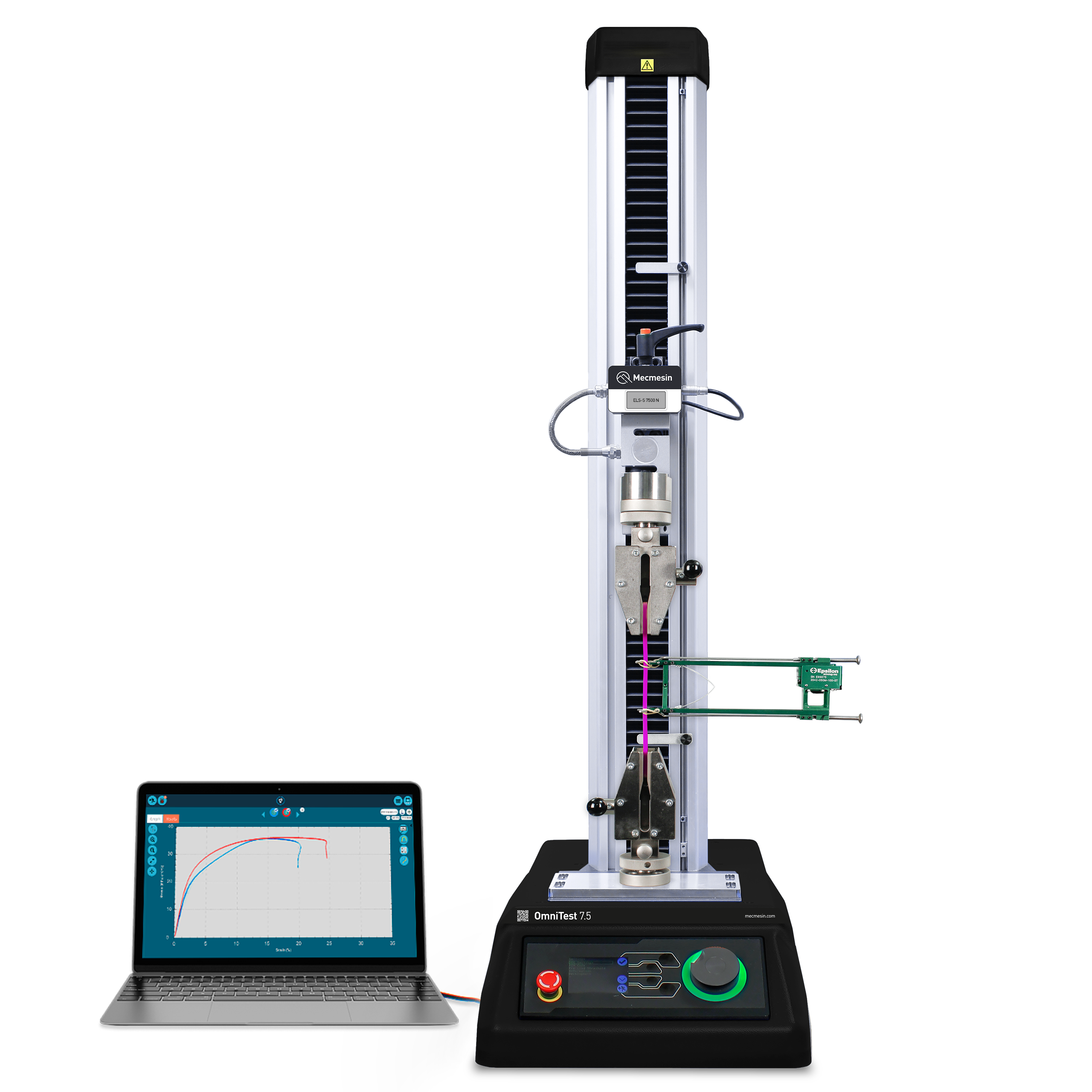 Universal testing machine with VectorPro tablet, by Mecmesin