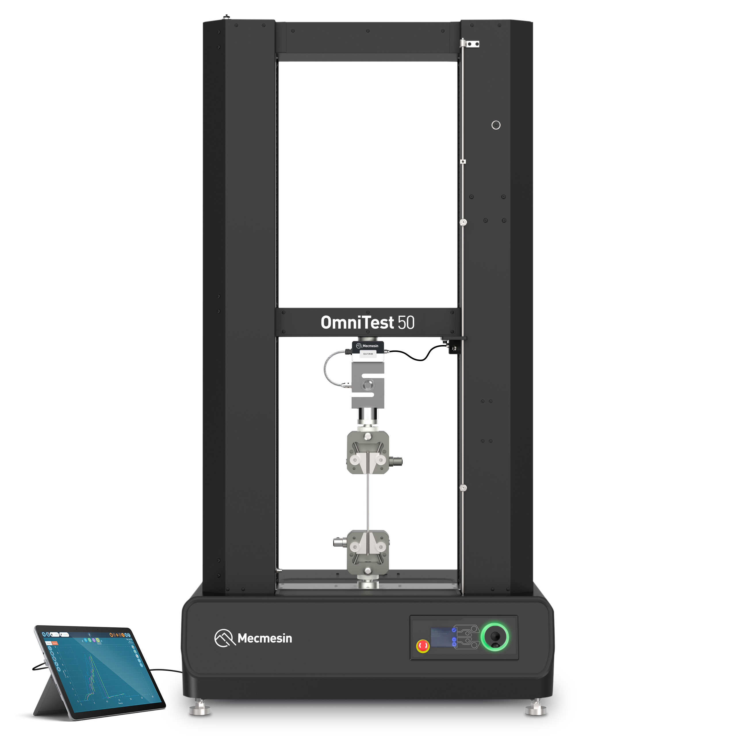 Universal testing machine with VectorPro tablet, by Mecmesin