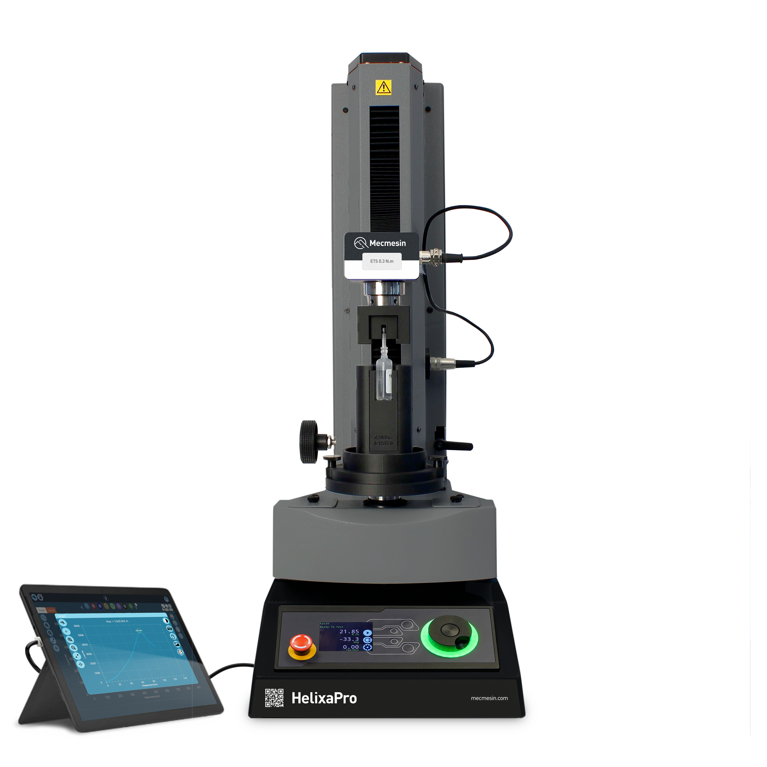 Precision torque testing system with VectorPro tablet, by Mecmesin